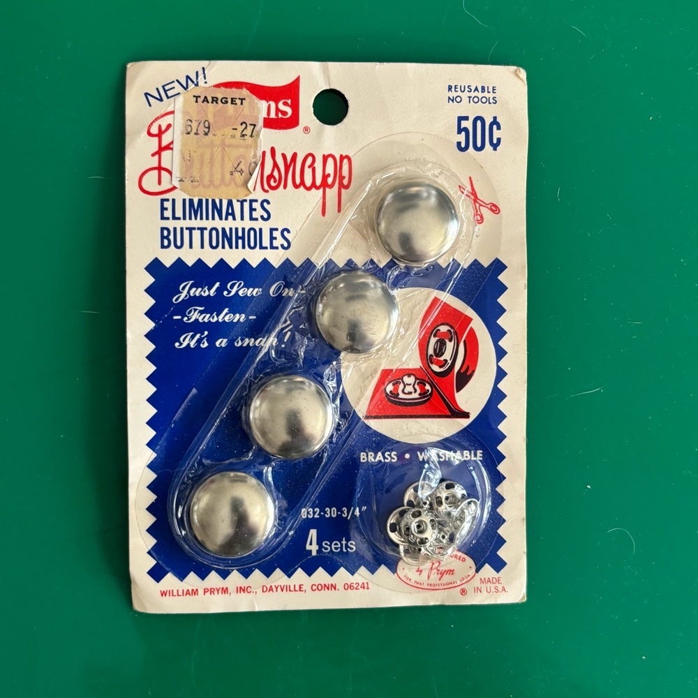 Prims Silver Sew-on Snaps Vintage